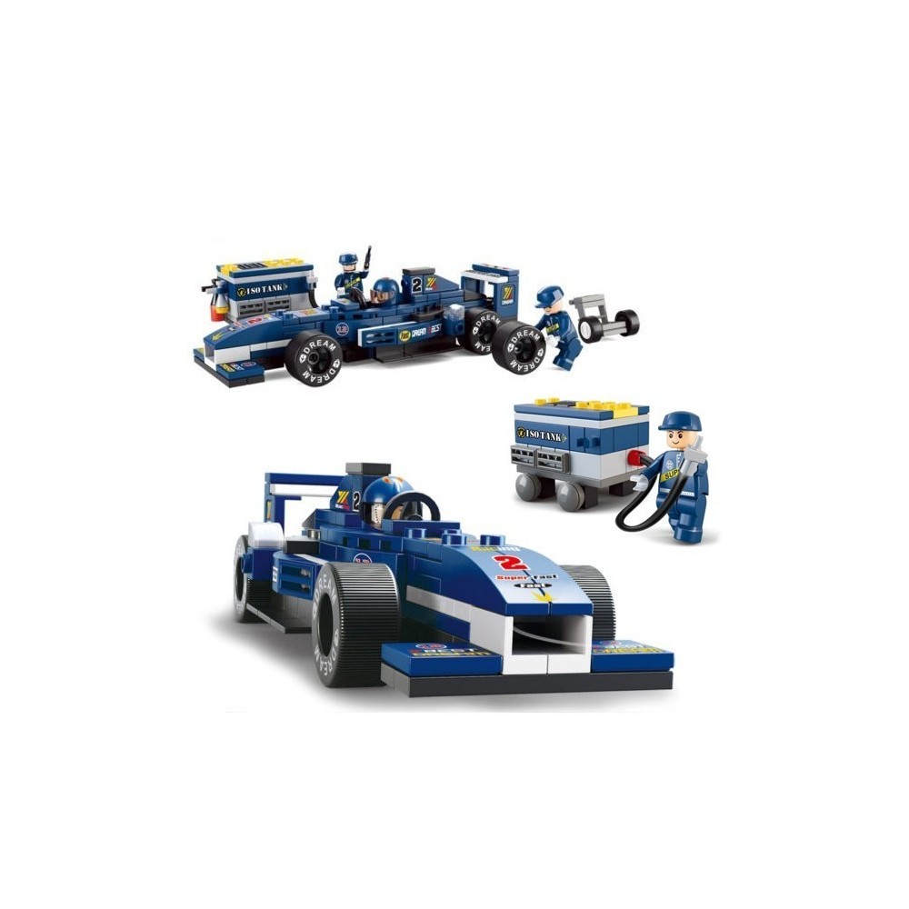 Jeu de construction - FORMULE 1 - 195 piéces à assembler -3 personnages avec la station essence - M38-B0351