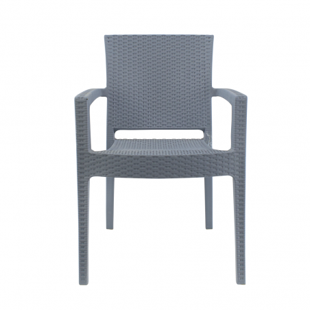 Set 2 Chaises NARCISO résine effet rotin avec accoudoirs empilable pour Outdoor