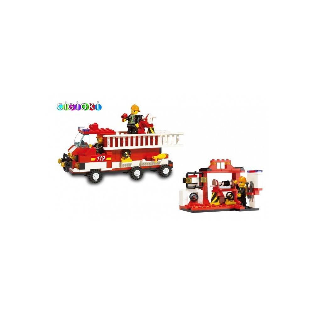 Jeu de construction - Pompiers - 190 piéces à assembler - 2 personnages avec le camion et la grande échelle - M38-B3000