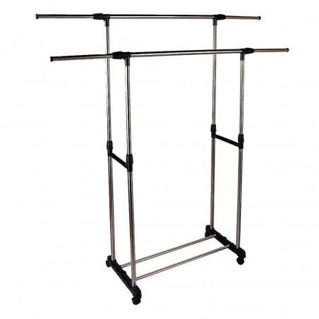 Portemanteau à double barre 157932 en acier avec roues réglables