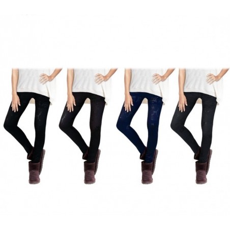 Pack de 4 leggings FANTASY NORDIQUE - différentes couleurs - en peluche - Mode hiver de femme 