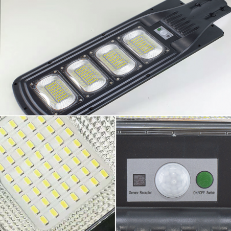Lampadaire 095002 charge solaire 200W avec détecteur mouvement et télécommande