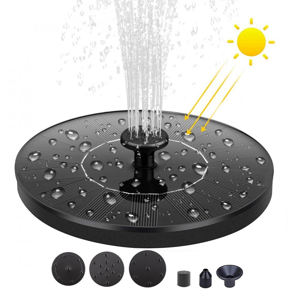 Fontaine de bassin Solaire avec 3 buses pour jets différents, Déco Bassin