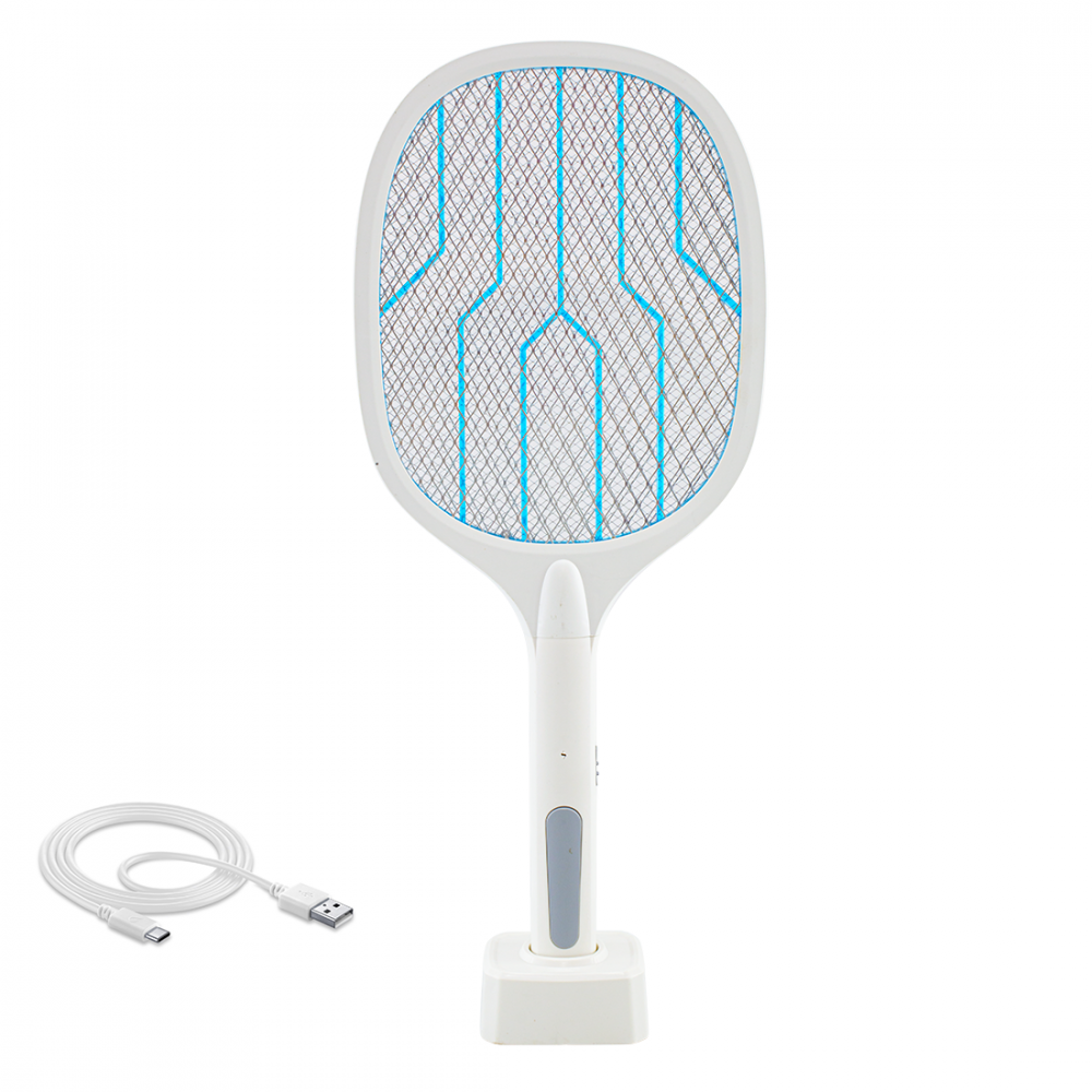 098224 Raquette électrique anti-insectes rechargeable anti moustique lumière UV