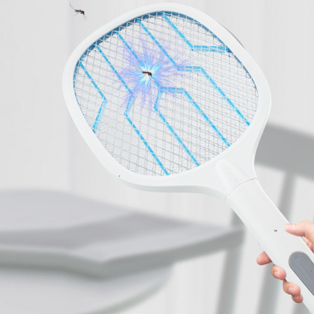 098224 Raquette électrique anti-insectes rechargeable anti moustique lumière UV