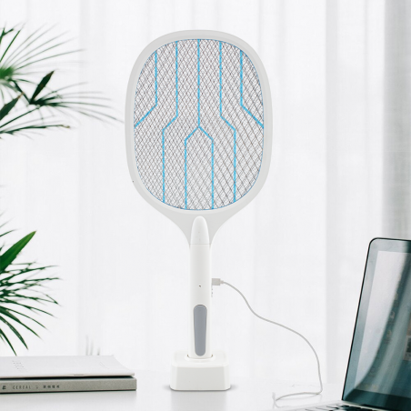 098224 Raquette électrique anti-insectes rechargeable anti moustique lumière UV