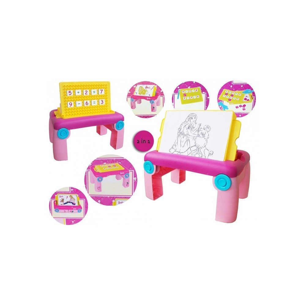 Table multifonctions (dessin + maths) BARBIE 2119 rose - jouets pour les garçons et les filles - stimulation et d'apprentissage