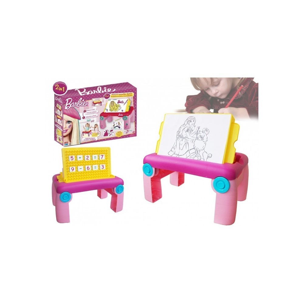 Table multifonctions (dessin + maths) BARBIE 2119 rose - jouets pour les garçons et les filles - stimulation et d'apprentissage