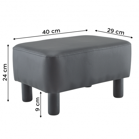 Repose-Pieds Pouf Rectangulaire Faux Cuir Pieds en Bois ou Tabouret de Chambre