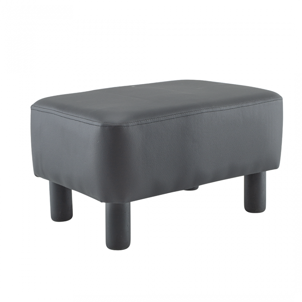 Repose-Pieds Pouf Rectangulaire Faux Cuir Pieds en Bois ou Tabouret de Chambre