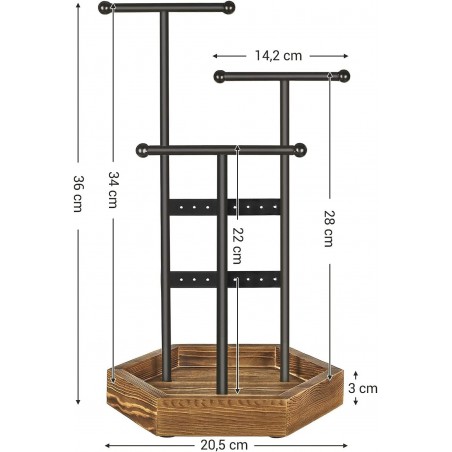 Boîte bijoux plateau bois bijoux présentoirs colliers bagues boucles d'oreilles
