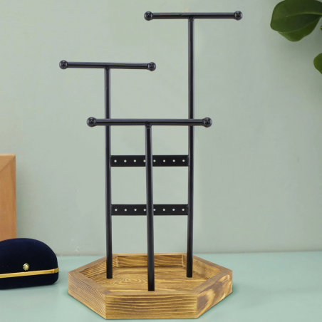 Boîte bijoux plateau bois bijoux présentoirs colliers bagues boucles d'oreilles