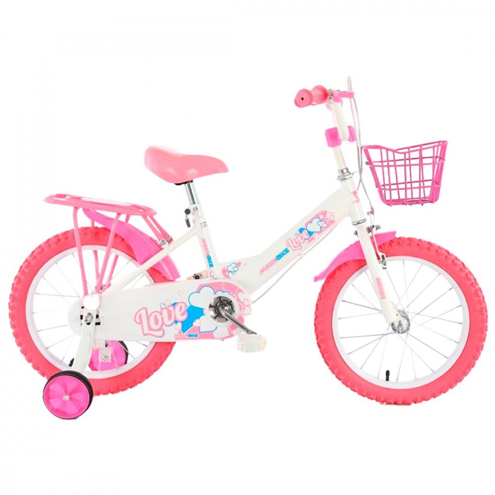 Vélo enfant Magic taille 16 LOVE line âge 5-7 ans roues et panier