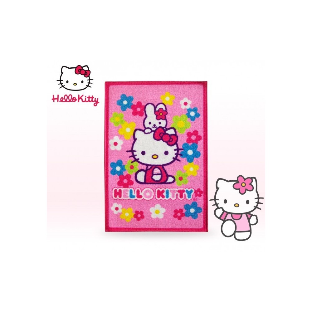 Tapis enfants HELLO KITTY - garçon et fille - rose (67 x 100 cm) - Décor- 