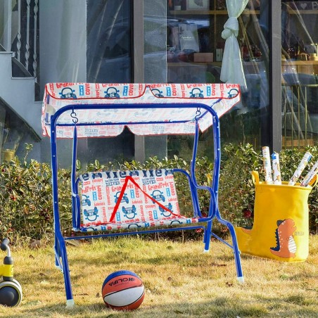 Balançoire de jardin 2 places pour enfants COVERI parasol ceintures de sécurité