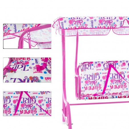 Balançoire de jardin 2 places pour enfants COVERI parasol ceintures de sécurité