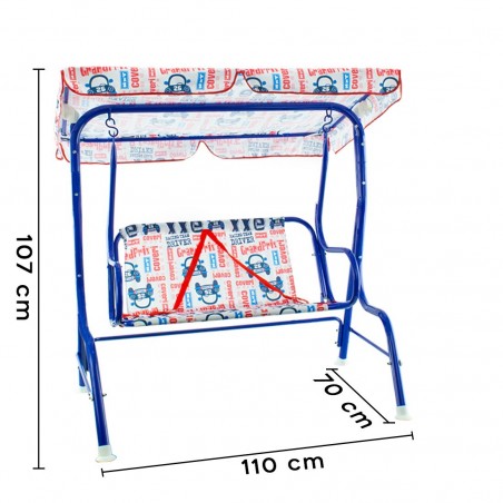 Balançoire de jardin 2 places pour enfants COVERI parasol ceintures de sécurité