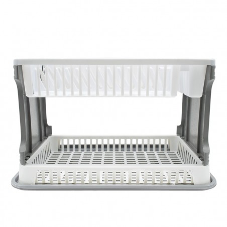 26029 Égouttoir à vaisselle en plastique rotin 2 niveaux pour évier de cuisine