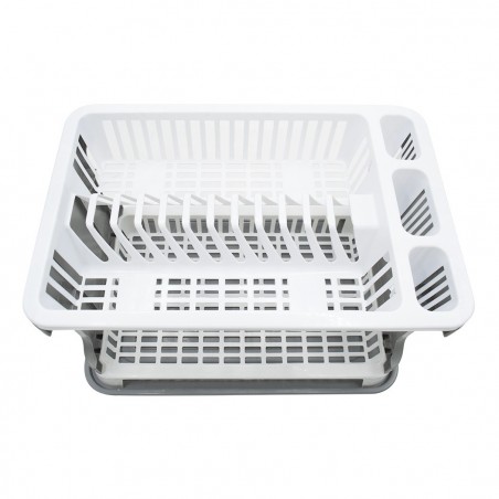 26029 Égouttoir à vaisselle en plastique rotin 2 niveaux pour évier de cuisine