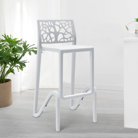 Tabouret de bar ou haut de cuisine ZEFIRO empilable renforcé en Polypropylène