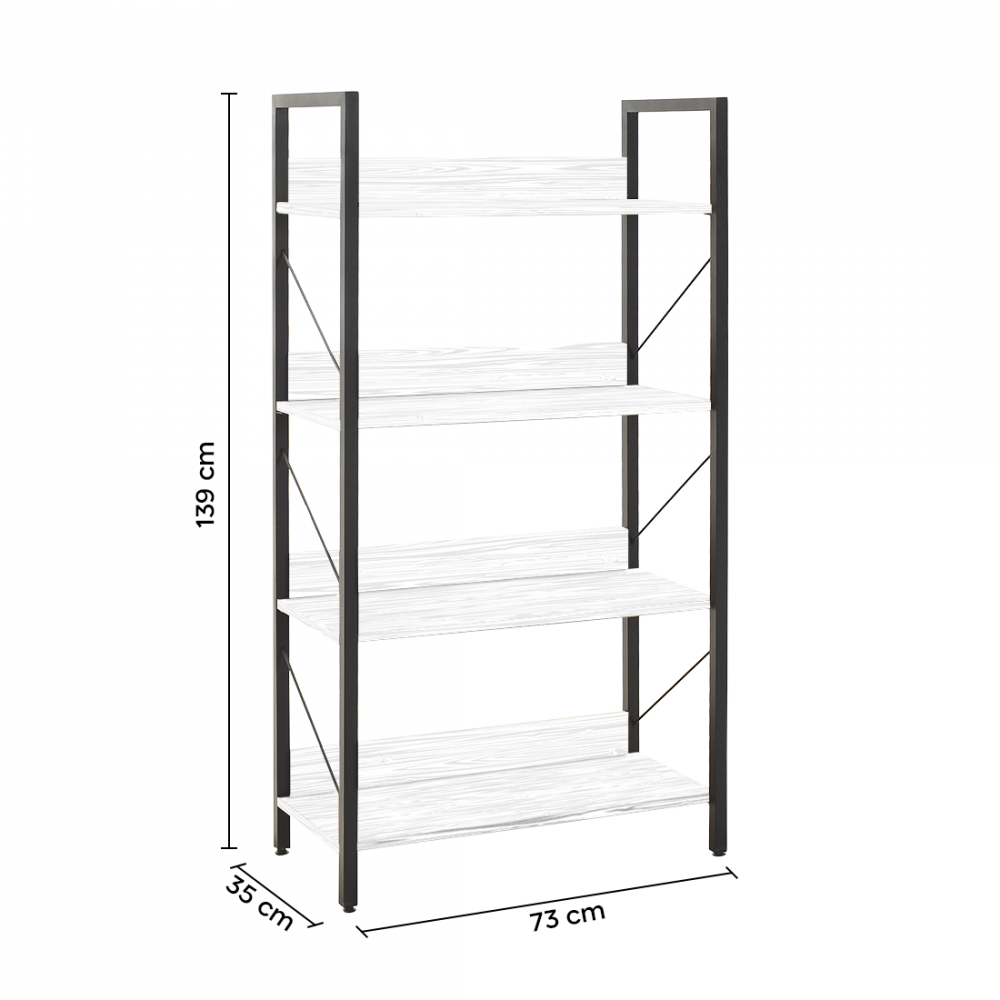 Bibliothèque bois KTP740 design moderne 4...