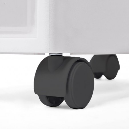 Chariot blanc compact à 4 tiroirs et à usages multiples étroit avec roues