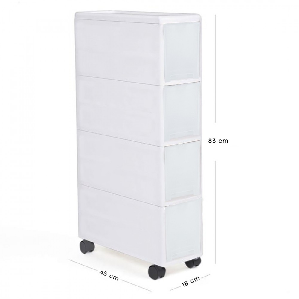 Chariot blanc compact à 4 tiroirs et à usages...