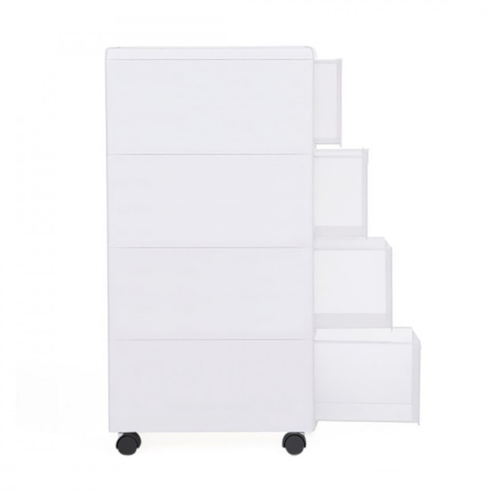 Chariot blanc compact à 4 tiroirs et à usages...