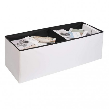 Chaise de rangement pliante pour bottes en simili cuir avec couvercle rembourré