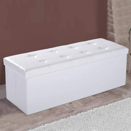 Chaise de rangement pliante pour bottes en simili cuir avec couvercle rembourré