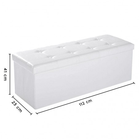 Chaise de rangement pliante pour bottes en simili cuir avec couvercle rembourré