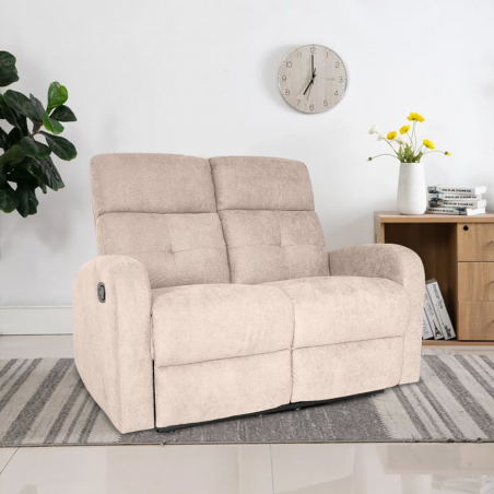 Canapé 2 places RECLINER repose-pieds et dossier inclinable 130x77x64H