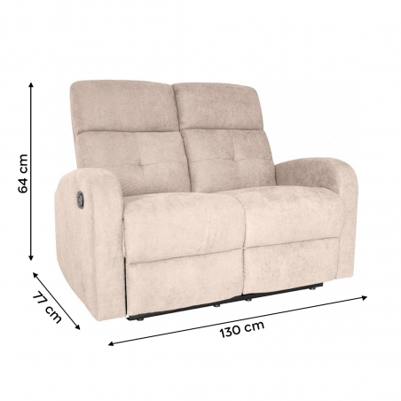 Canapé 2 places RECLINER repose-pieds et dossier inclinable 130x77x64H