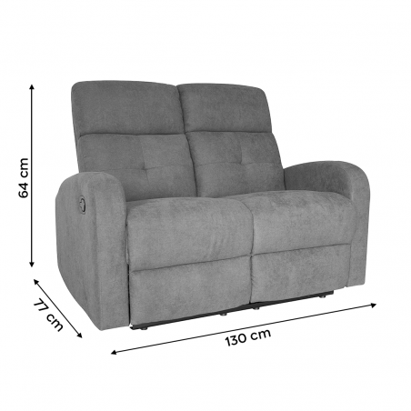 Canapé 2 places RECLINER repose-pieds et dossier inclinable 130x77x64H