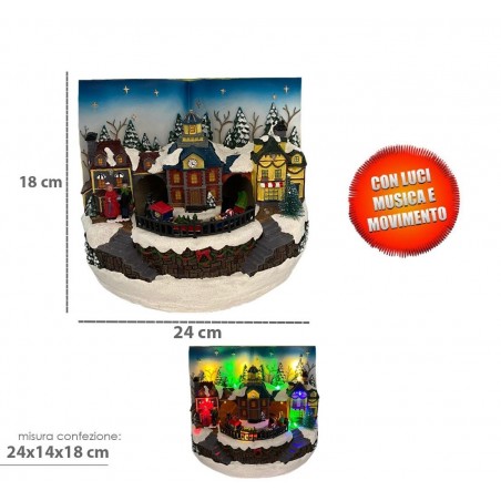 Livre Village de Noël 361017 Décoration de Noël Mouvement Sons Lumineux 18x24cm