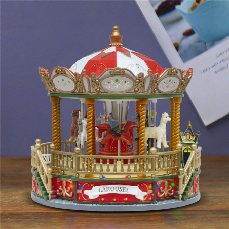 367002 Carrousel de Noël Lumières Sons et Mouvement 23x23x24 cm