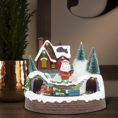 Village de Noël 361034 Carrousel de Noël Lumières Sons Mouvement 20x20x16cm