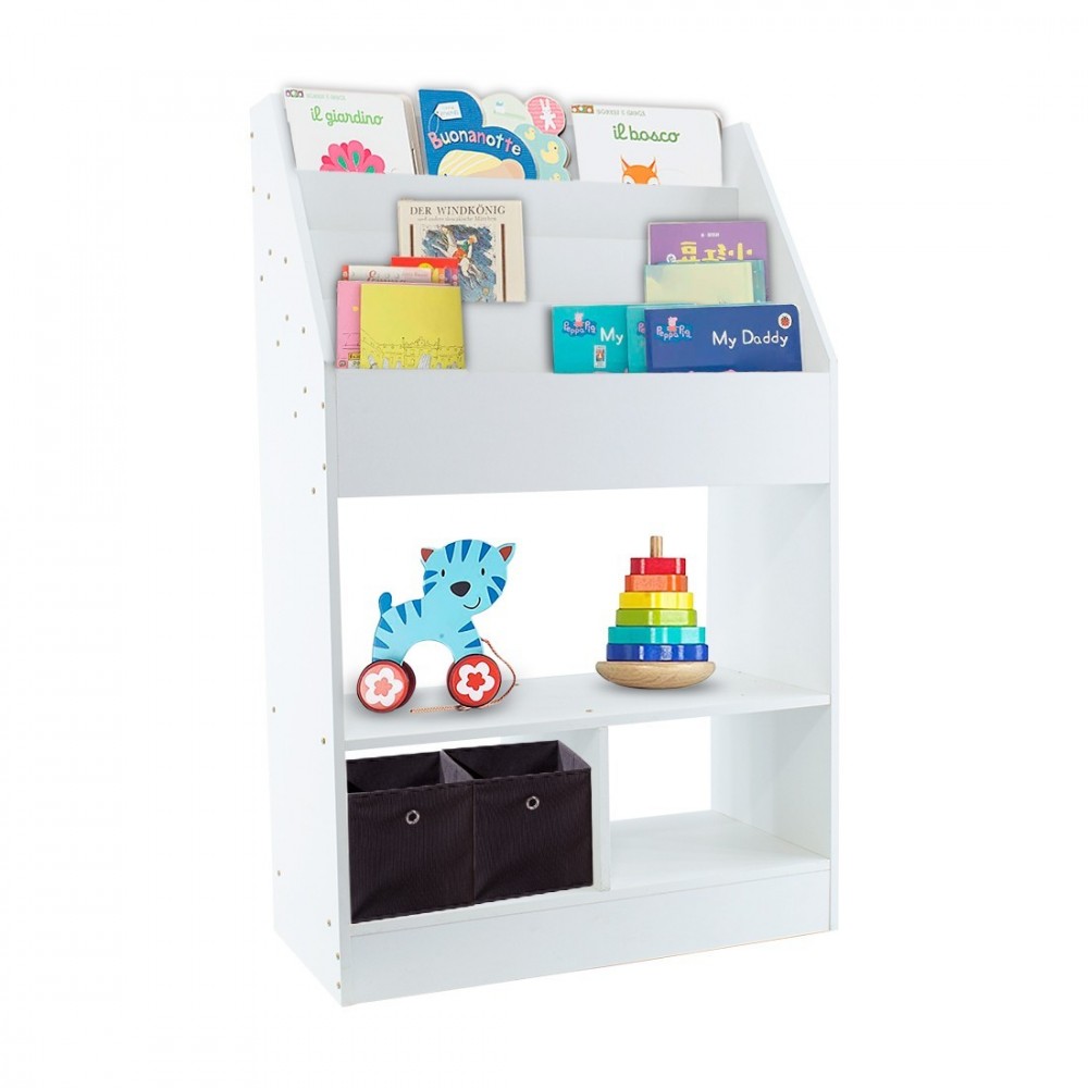 Étagère polyvalente pour bibliothèque pour enfants Montessori porte-jouets Blanc