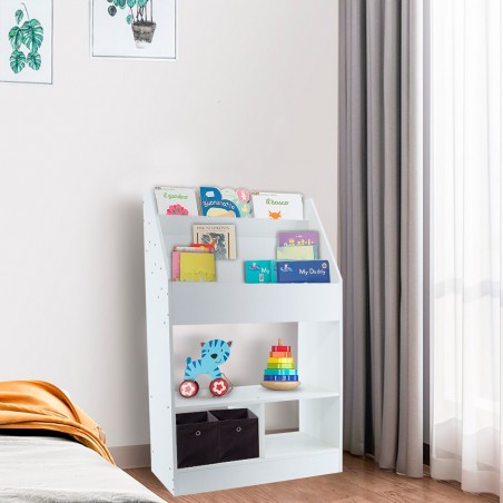 Étagère polyvalente pour bibliothèque pour enfants Montessori porte-jouets Blanc