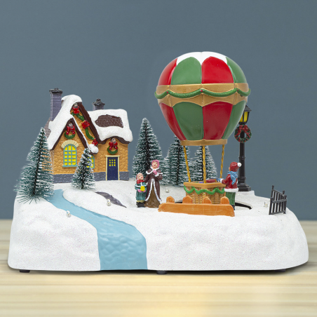 Village de Noël 28x18x18cm 361060 Décoration avec Lumières, Sons et Mouvement