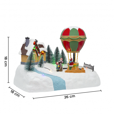 Village de Noël 28x18x18cm 361060 Décoration avec Lumières, Sons et Mouvement