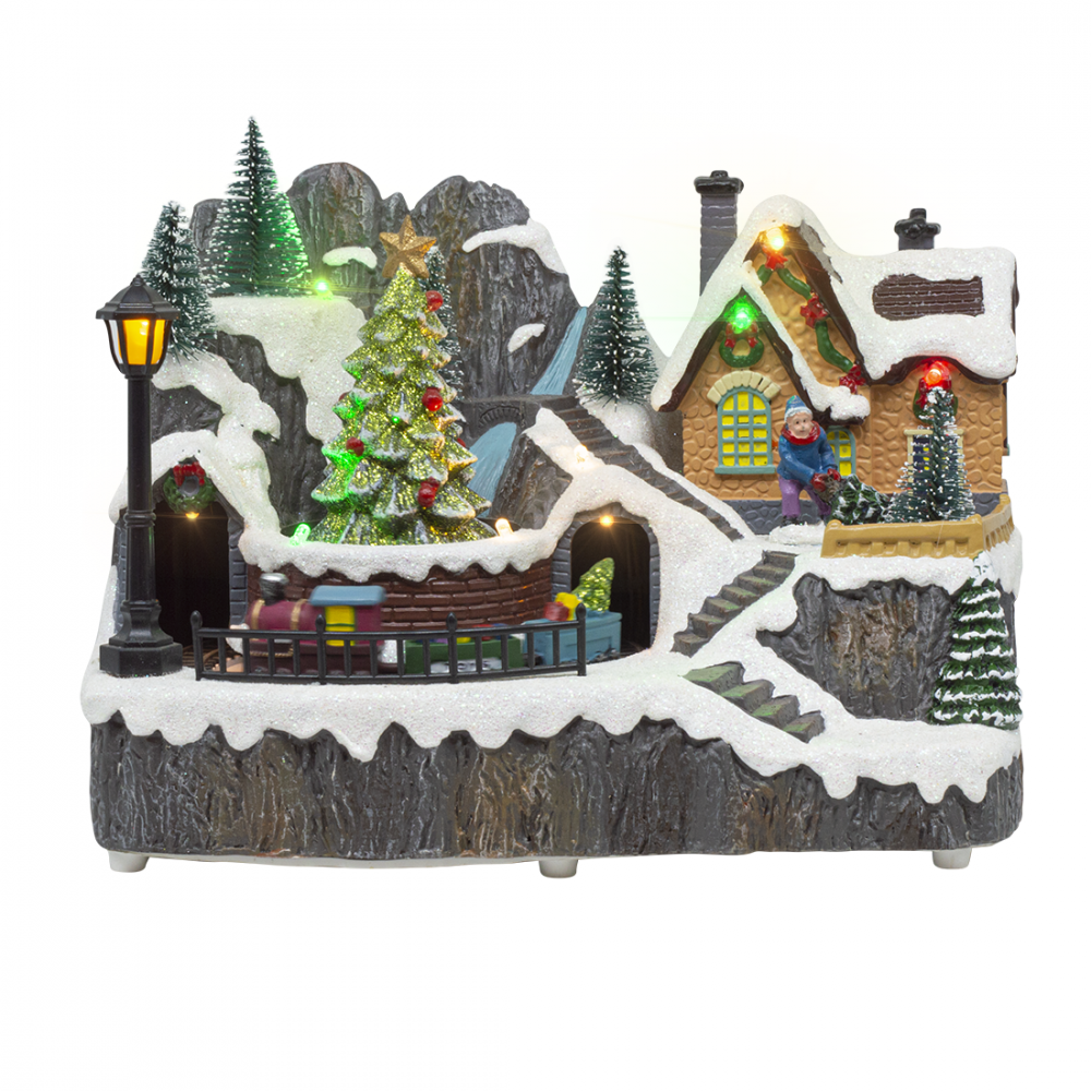 Village de Noël 23x15x18 cm 361073 Décoration avec Lumières Musique et Mouvement