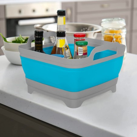 605806 Panier de lavage multifonction pliable en silicone avec bouchon vidange
