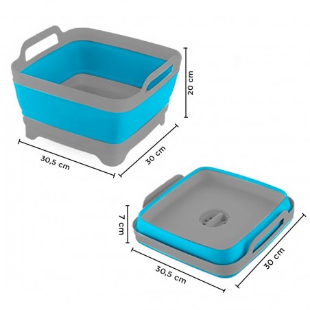 605806 Panier de lavage multifonction pliable en silicone avec bouchon vidange