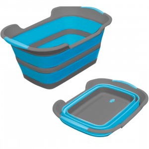 Panier à linge avec anses 605812 pliable silicone avec couvercle 27 litres