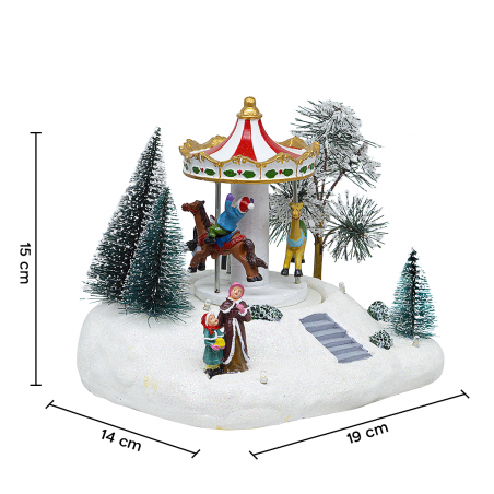 Carrousel 19x14x15cm 361068 Décoration avec Lumières, Musique et Mouvement