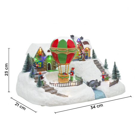 Village de Noël 34x23x22cm 361063 Décoration avec Lumières, Musique et Mouvement