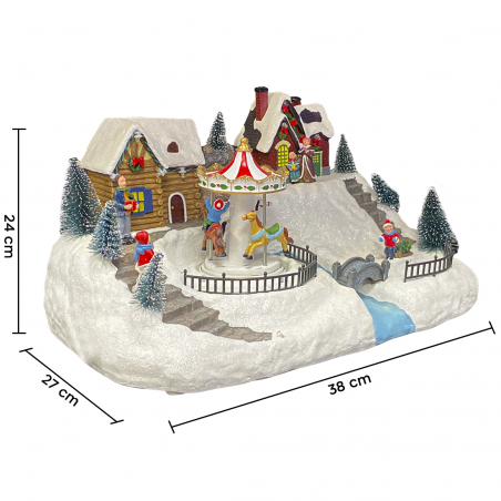 Village carrousel de Noël 38x27x24 cm 361062 avec lumières, musique et mouvement