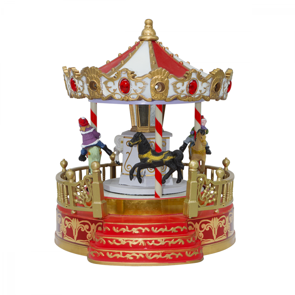 Carrousel de Noël 361045 avec lumières, sons et mouvement 18x18x20 cm