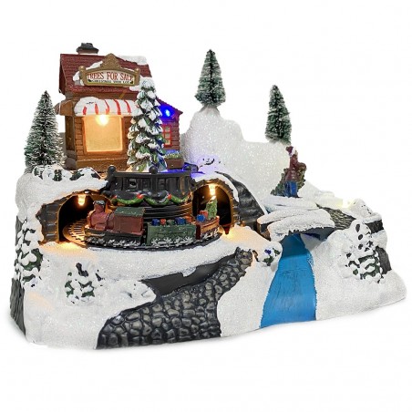 243012 Carrousel de Noël - Train avec lumières, sons et mouvements 24x16x17 cm
